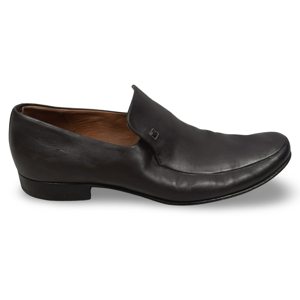 Bally Havanna Mens Loafers Dark Brown Leather Square Toe Shoes EU 11 US 12 D